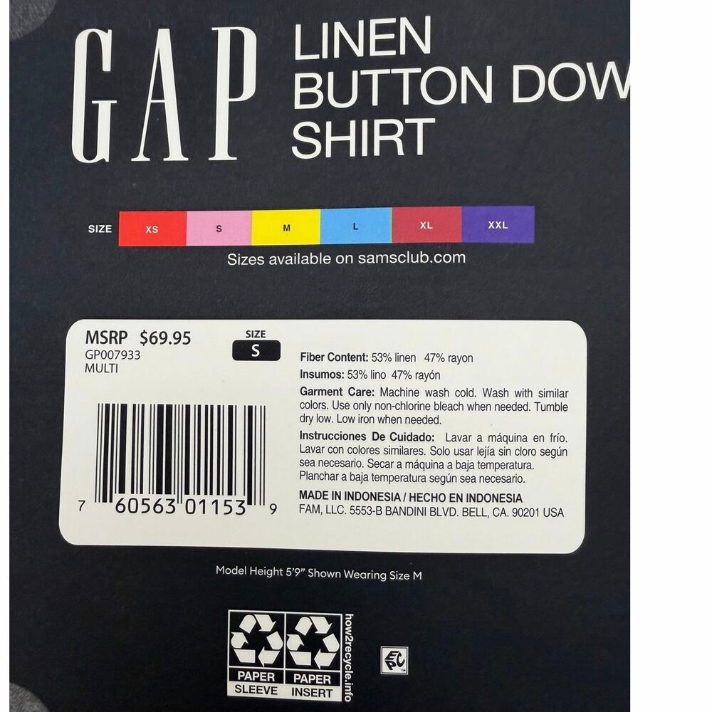 GAP Linen Button Down Shirt Women’s Small Pink Stripe NWT - Picture 4 of 4
